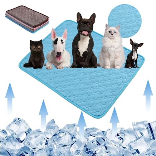 OSMARI Wiederverwendbare Haustier-Kühlmatte für Hunde,Sommer,kühl,maschinenwaschbar,schnell trocknend,selbstkühlende Pads für Haustiere,geeignet für große,mittelgroße und kleine Haustiere(L, blau) von OSMARI