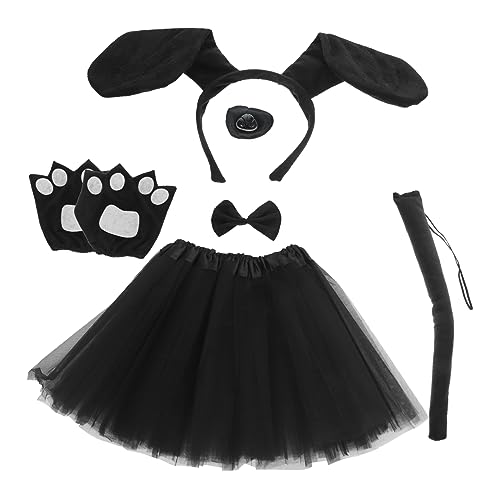 OSOLADY 1 Satz Cosplay-Hundeohr-Stirnband Bögen Zubehör für Hunde Mähne tierhandschuhe tierohren haarreif Haarband Hundeohr-Stirnband mit Tutu-Rock Hunde-Welpen-Ohr-Stirnband Stoff Black von OSOLADY