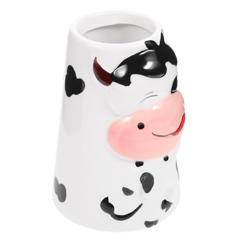 OSOLADY Keramik Hamster Wasserflasche Halter mit Kuhmuster Freistehend Kompakt Leicht Verschleißfest Geeignet für Kaninchen Trinkkessel Dekorativer Ständer für Kleine Haustiere von OSOLADY