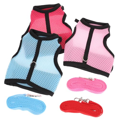 OSOLADY Kleintier Geschirr Set mit Weichem Atmungsaktivem Material Verstellbares Kaninchen Frettchen Meerschweinchen Ratten Hamster Brustgeschirr und Leine für Gesunde Bewegung und von OSOLADY