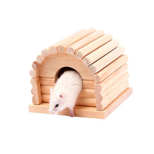 OSOLADY Kleintier Holzhaus aus Natürlichem Holz Lack mit Rundem Eingang Sicheres Versteck für Hamster Mäuse und Kleine Igel für Innenkäfige und Kleine Haustiere von OSOLADY