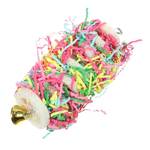 OSOLADY Papagei Kauspielzeug Hängend mit Glocke Buntes Zerkleinerungsspielzeug für Vogelkäfige Papageienspielzeug zur Beschäftigung und Gesunden Schnabelpflege von OSOLADY