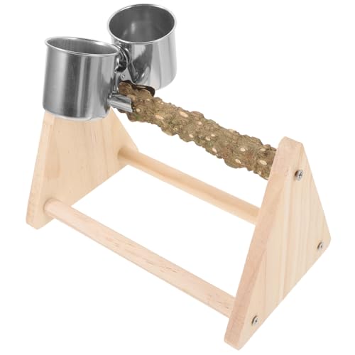 OSOLADY Parakeet Perch Stand aus Natürlichem Holz Stabiles Trainingsrack für Wellensittiche und Kleine Papageien Dekoratives Vogelzubehör Spielerisch zum Kauen und Sitzen Sicher und von OSOLADY