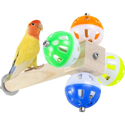 Bird Stand Barschspielzeug mit rotierenden Kugeln kreative rotierende Glockenkugeln mit Barsch Puzzle Barsch Spinner Spielzeug Anti-Rutsch-Vogel-Käfig-Barschspielzeug für Papageien von OSPALEM