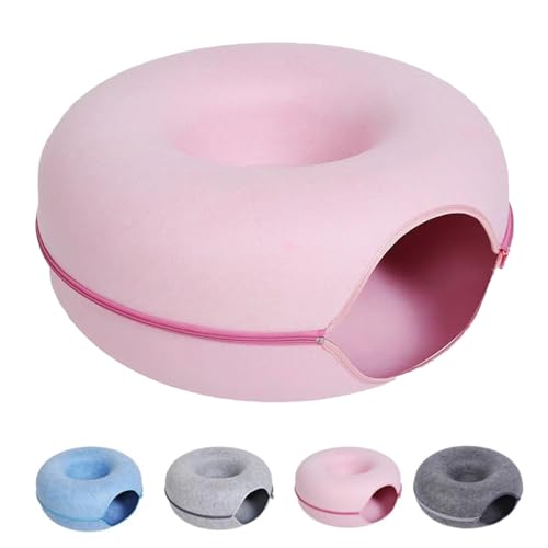 Meowmaze Cat Bed, Meow Maze Tunnel Bed, Round Felt Cat Tunnel Removable Cat Nest Bed, Washable Interior Cat Play Tunnel for About 9 Lbs Small Pets (L,Pink) von OSTRI