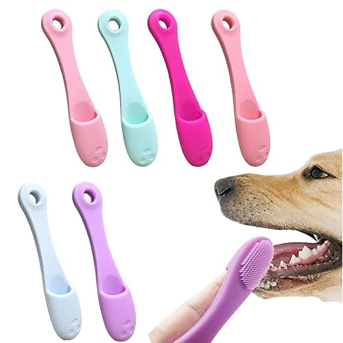 OSUWLSI Hundezahnbürste,Hundezahnbürste Fingerling,Silikon Haustier Zahnbürste Anti-Plaque Finger Zahnbürste für Kleine Hunde Katzen Zahnpflege (6 Stück) von OSUWLSI