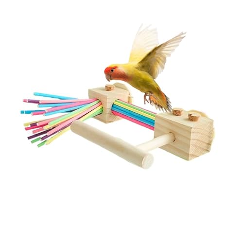 Papageienkäfig-Spielzeug (4 Funktionen) Sitzstange stehend mit Kiefernholz, intelligentes Spielzeug, weiche Korken für kleine bis normale Papageien, Nymphensittiche, Vögel von OSWINMART