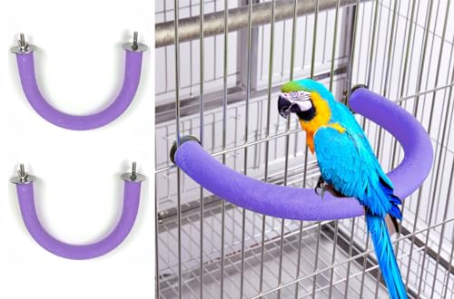 Vogel-Sitzstangen für Vogelkäfig, U-Form, 15,5 cm, violett, 2 Stück, für normale bis große Vögel, Amazonas, Graupapageien, Sittiche, Aras von OSWINMART