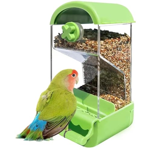 Automatischer Vogelfutterspender, 1 Stück, kein Durcheinander, Vogelfutterspender mit Sitzstange, Vogelfutterbehälter, Vogelkäfig-Zubehör für Sittiche, Kanarienvögel, Nymphensittiche, Finken, von OTKARXUS