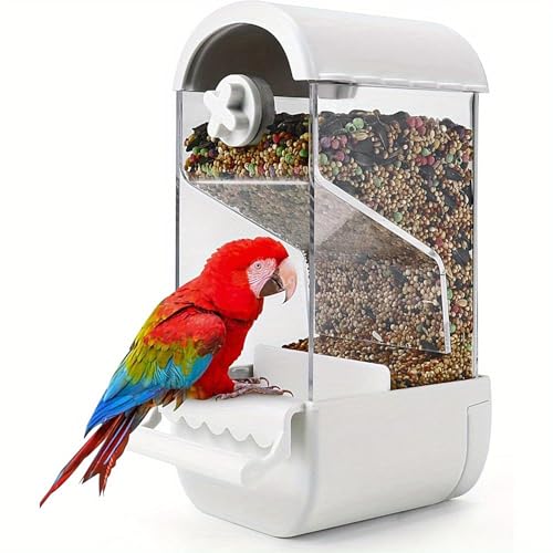 Automatischer Vogelfutterspender, 1 Stück, kein Durcheinander, Vogelfutterspender mit Sitzstange, Vogelfutterbehälter, Vogelkäfig-Zubehör für Sittiche, Kanarienvögel, Nymphensittiche, Finken, Automatischer Vogelfutterspender, 1 Stück, kein Durcheinander, Vogelfutterspender mit Sitzstange, Vogelfutterbehälter, Vogelkäfig-Zubehör für Sittiche, Kanarienvögel, Nymphensittiche, Finken, von OTKARXUS