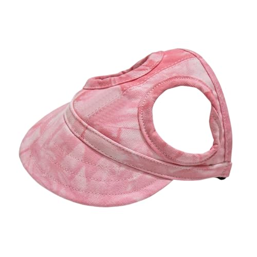 Baseballkappe für Hunde, Sommer, Strand, Schirmmütze mit Ohrlöchern, verstellbares Visier für Katzen, Hunde, Sonnenhaube für kleine, mittelgroße und große Hunde, Rosa, Größe L von OTKARXUS