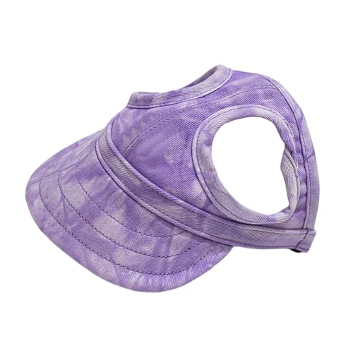 Baseballkappe für Hunde, Sommer, Strand, Schirmmütze mit Ohrlöchern, verstellbares Visier für Katzen, Hunde, Sonnenhaube für kleine, mittelgroße und große Hunde (Lila, XL) von OTKARXUS