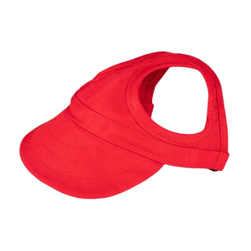 Baseballkappe für Hunde, Sommer, Strand, Schirmmütze mit Ohrlöchern, verstellbares Visier für Katzen, Hunde, Sonnenhaube für kleine, mittelgroße und große Hunde (Rot, Größe XL) von OTKARXUS