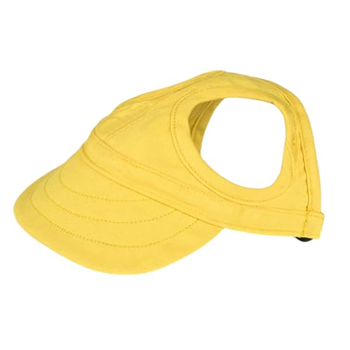 Baseballkappe für Hunde, Sommer, Strand, Schirmmütze mit Ohrlöchern, verstellbares Visier für Katzen, Hunde, Sonnenhaube für kleine, mittelgroße und große Hunde (einfarbiges Gelb, Größe L) von OTKARXUS