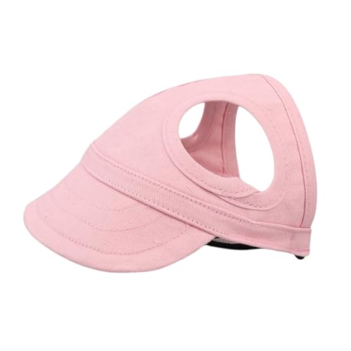 Baseballkappe für Hunde, Sommer, Strand, Schirmmütze mit Ohrlöchern, verstellbares Visier für Katzen, Hunde, Sonnenhaube für kleine, mittelgroße und große Hunde (einfarbiges Rosa, Größe M) von OTKARXUS