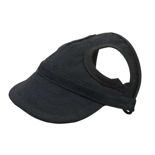 Baseballkappe für Hunde, Sommer, Strand, Schirmmütze mit Ohrlöchern, verstellbares Visier für Katzen, Hunde, Sonnenhaube für kleine, mittelgroße und große Hunde (einfarbiges Schwarz, Größe M) von OTKARXUS