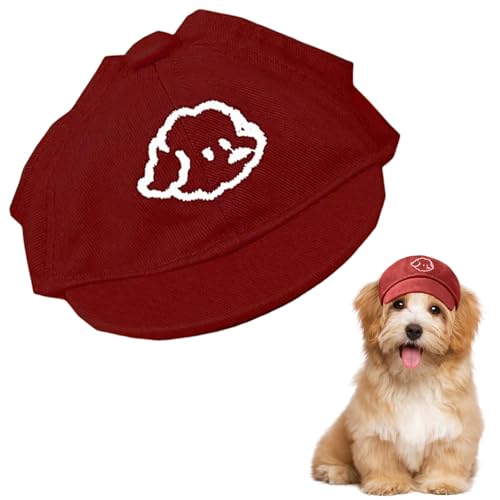Baseballkappe für Hunde, niedliche Stickerei, Haustier-Sonnenhut mit Ohrlöchern, verstellbarer Sonnenschutz, Hundevisier für Welpen, kleine Hunde, Katzen, Outdoor-Sport, Weinrot Baseballkappe für Hunde, niedliche Stickerei, Haustier-Sonnenhut mit Ohrlöchern, verstellbarer Sonnenschutz, Hundevisier für Welpen, kleine Hunde, Katzen, Outdoor-Sport, Weinrot von OTKARXUS