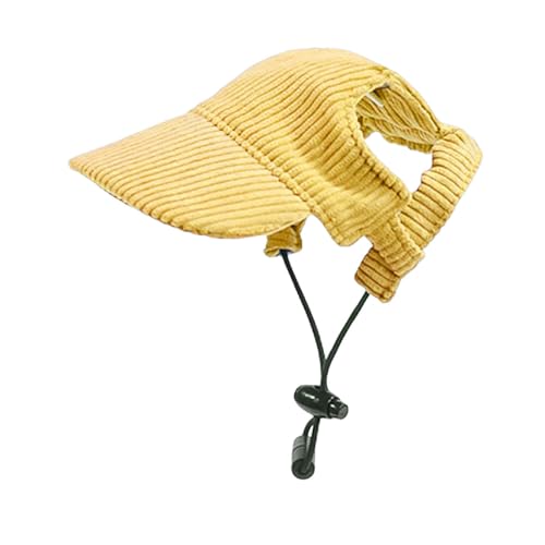 Baseballkappe für Hunde, verstellbar, mit Ohrlöchern, Haustier-Visier für kleine und mittelgroße Hunde, Outdoor-Sport, Gelb, Größe M von OTKARXUS