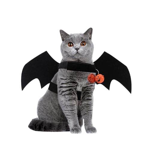 Haustier-Fledermausflügel, 1 x Halloween-Kostüm für Hunde mit Kürbisglocken, Katzen-/Hundehalsband, Fledermausflügel, Kostüm, Party-Dekoration für Halloween, kleine Hunde und Katzen, Cosplay von OTKARXUS