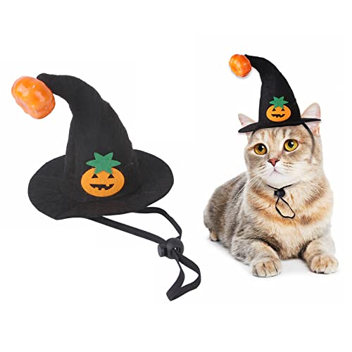 Haustier-Halloween-Kostüm, Hut, 1 Stück Halloween-Hexenkappen, Kürbis-Smiley-Kopfbedeckung, lustige Kopfbedeckung für Katzen, kleine Hunde, Kätzchen, Welpen, Halloween, Party, Cosplay von OTKARXUS