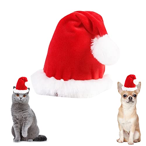 Haustier-Weihnachtsmannmütze, 1 Stück Hunde/Katze, Weihnachtskostüm, verstellbar, Katzen-Weihnachtsmütze für Haustiere, Katzen, Welpen,Kätzchen,Mittel Groß Hunde, Weihnachten, Urlaub,Party-Dekoration von OTKARXUS