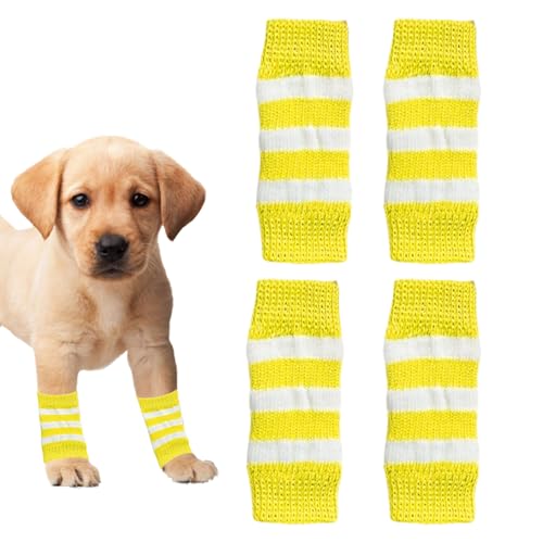 Hunde-Beinstulpen für den Winter, weich, warm, Streifenmuster, gestrickter Ellenbogenschutz, elastischer Haustier-Beinschutz für Kätzchen, Welpen, kleine, mittelgroße Hunde, Katzen, Gelb, Größe S, 4 Hunde-Beinstulpen für den Winter, weich, warm, Streifenmuster, gestrickter Ellenbogenschutz, elastischer Haustier-Beinschutz für Kätzchen, Welpen, kleine, mittelgroße Hunde, Katzen, Gelb, Größe S, 4 von OTKARXUS
