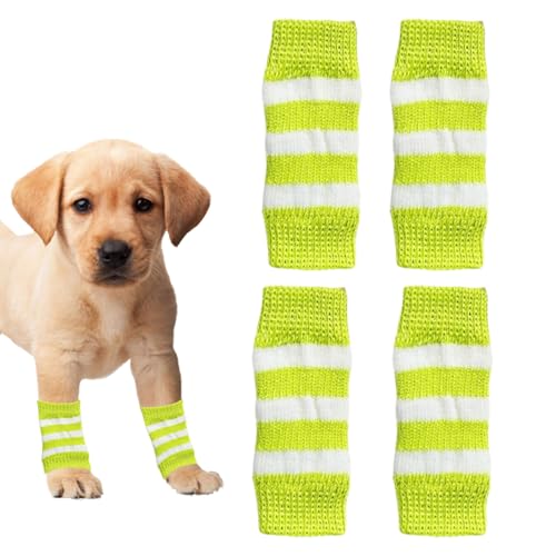 Hunde-Beinstulpen für den Winter, weich, warm, Streifenmuster, gestrickter Ellenbogenschutz, elastischer Haustier-Beinschutz für Kätzchen, Welpen, kleine, mittelgroße Hunde, Katzen, Grün, Größe M, 4 Hunde-Beinstulpen für den Winter, weich, warm, Streifenmuster, gestrickter Ellenbogenschutz, elastischer Haustier-Beinschutz für Kätzchen, Welpen, kleine, mittelgroße Hunde, Katzen, Grün, Größe M, 4 von OTKARXUS