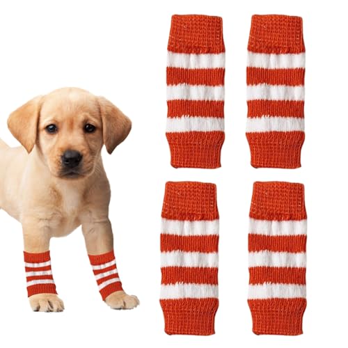 Hunde-Beinstulpen für den Winter, weich, warm, Streifenmuster, gestrickter Ellenbogenschutz, elastischer Haustier-Beinschutz für Kätzchen, Welpen, kleine, mittelgroße Hunde, Katzen, Rot, Größe S, 4 Hunde-Beinstulpen für den Winter, weich, warm, Streifenmuster, gestrickter Ellenbogenschutz, elastischer Haustier-Beinschutz für Kätzchen, Welpen, kleine, mittelgroße Hunde, Katzen, Rot, Größe S, 4 von OTKARXUS