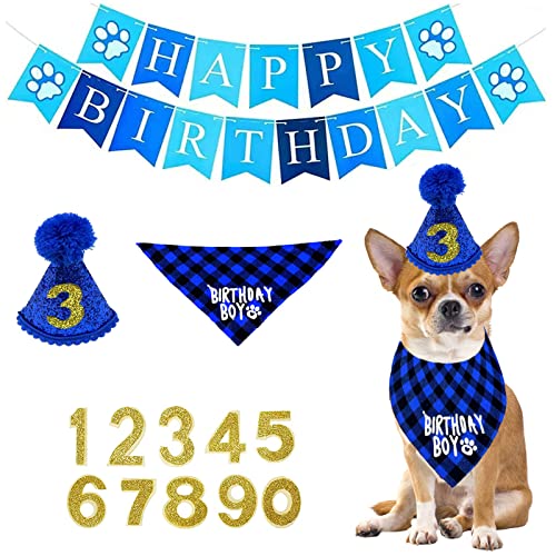 Haustier-Hunde-Lätzchen, 1 x Katzenhalstuch, waschbar, Lätzchen, Schal mit Kaninchen-Form, Dekoration für Hunde, Katzen, Hundekleidung und Zubehör (blau) von OTKARXUS