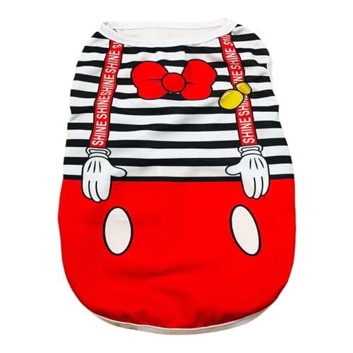 Hunde-Shirt, Welpenkleidung, niedliches T-Shirt mit falschem Riemenmuster, Sommer, atmungsaktiv, Welpen-Tanktop, ärmellose Weste für kleine Hunde, Katzen-Outfit (schwarzer Streifen, S) von OTKARXUS