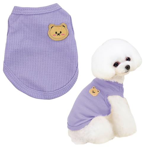 Hunde-Shirt, niedlicher Bär, Sommer-Hundekleidung, Welpen-T-Shirt, ärmellose Weste für kleine Hunde, Jungen, Mädchen, Katzen-Outfit (lila, XXL) von OTKARXUS