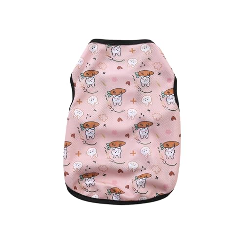 Hunde-Shirts, 1 Stück, Sommer, atmungsaktiv, Cartoon-Tier-Hunde-T-Shirt, Haustierkleidung, ärmelloses Hunde-T-Shirt, Tanktop für kleine Hunde und Katzen, Outfit (rosa Kaninchen, Größe M) von OTKARXUS