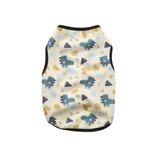 Hunde-Shirts, 1 Stück, atmungsaktiv, Cartoon-Tier-Hunde-T-Shirt, Haustierkleidung, ärmellos, Hunde-T-Shirt, Tanktop für kleine Hunde und Katzen, Outfit (gelbes Krokodil, Größe L) von OTKARXUS