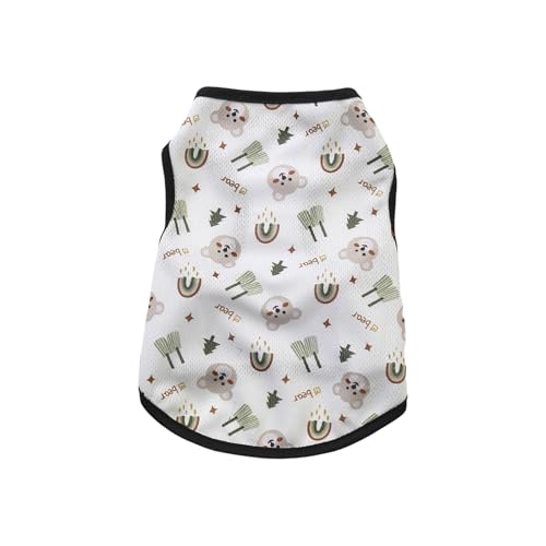 Hunde-Shirts, 1 Stück, atmungsaktiv, Cartoon-Tier-Hunde-T-Shirt, Haustierkleidung, ärmelloses Hunde-T-Shirt, Tanktop für kleine Hunde und Katzen, Outfit (weißer Bär, Größe L) von OTKARXUS