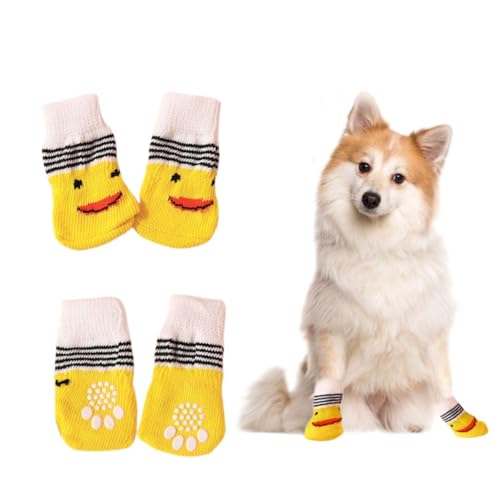 OTKARXUS Hundesocken, 4 Stück Anti Rutsch Socken für Hunde,Dehnbare Strick Pfotenschutz Hundeschuhe für Haustier Verletzte Pfoten Innenbereich auf Hartholzböden von OTKARXUS