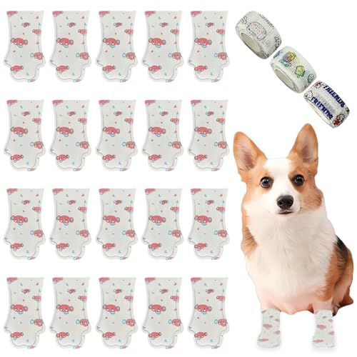OTKARXUS Einweg-Hundeschuhe, 20 Stück, Einweg-Hundesocken, um Lecken zu stoppen, mit verstellbarer, selbstklebender Bandage, Haustierschuhe, Fußabdeckungen, Pfotenschutz für Hunde und Katzen OTKARXUS Einweg-Hundeschuhe, 20 Stück, Einweg-Hundesocken, um Lecken zu stoppen, mit verstellbarer, selbstklebender Bandage, Haustierschuhe, Fußabdeckungen, Pfotenschutz für Hunde und Katzen von OTKARXUS
