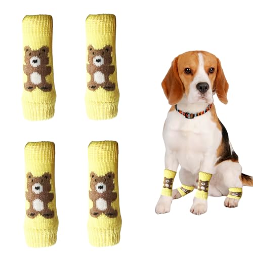 OTKARXUS Hunde-Beinstulpen, niedlicher Bär, Ellenbogenschutz, Winter, weich, warm, gestrickt, für Kätzchen, Welpen, kleine Hunde, Katzen, Gelb, Größe M, 4 Stück OTKARXUS Hunde-Beinstulpen, niedlicher Bär, Ellenbogenschutz, Winter, weich, warm, gestrickt, für Kätzchen, Welpen, kleine Hunde, Katzen, Gelb, Größe M, 4 Stück von OTKARXUS