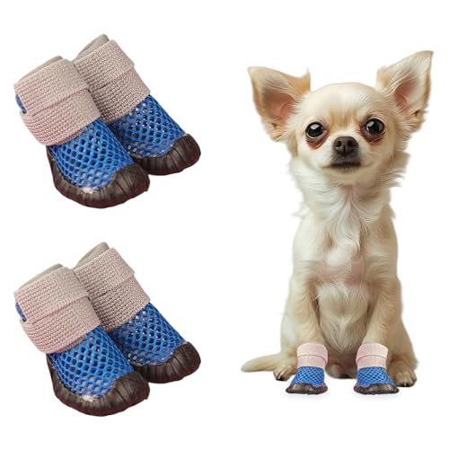 OTKARXUS Hundeschuhe, Sommer, rutschfest, Pfotenschutz, atmungsaktives Netzgewebe, Welpenschuhe für kleine Hunde und Katzen, Blau, Größe L, 4 Stück OTKARXUS Hundeschuhe, Sommer, rutschfest, Pfotenschutz, atmungsaktives Netzgewebe, Welpenschuhe für kleine Hunde und Katzen, Blau, Größe L, 4 Stück von OTKARXUS