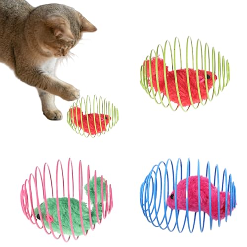 OTKARXUS Katzen-Federspielzeug, 3 bunte Katzenfederbälle mit Mäusen, Metallkäfigbälle, interaktives Kätzchen-Maus-Spielzeug für Kätzchen, Kicken, Jagen, Trainieren OTKARXUS Katzen-Federspielzeug, 3 bunte Katzenfederbälle mit Mäusen, Metallkäfigbälle, interaktives Kätzchen-Maus-Spielzeug für Kätzchen, Kicken, Jagen, Trainieren von OTKARXUS