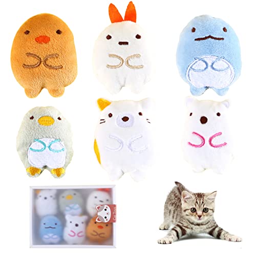 Katzenminze-Spielzeug für Katzen, 6 Stück, niedliche Form, Cartoon-Tier-Plüsch-Katzenspielzeug, interaktives Kätzchen-Zahnspielzeug für Katzen, Kätzchen, Zähne, Reinigung, Spielen, Kauen Katzenminze-Spielzeug für Katzen, 6 Stück, niedliche Form, Cartoon-Tier-Plüsch-Katzenspielzeug, interaktives Kätzchen-Zahnspielzeug für Katzen, Kätzchen, Zähne, Reinigung, Spielen, Kauen von OTKARXUS
