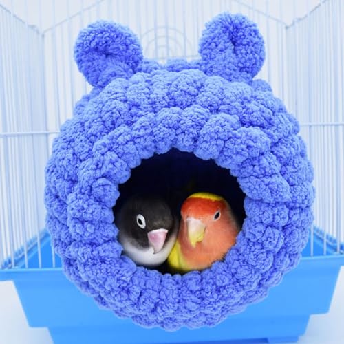 Plüsch-Vogelnest, 1 x Papageien-Kuschelhütte, Vogelnest, Vogelzelt, Betten, Ruheplatz für Nymphensittiche, Wellensittiche, Sittiche, kleine Haustiere (Blau, Einheitsgröße) von OTKARXUS