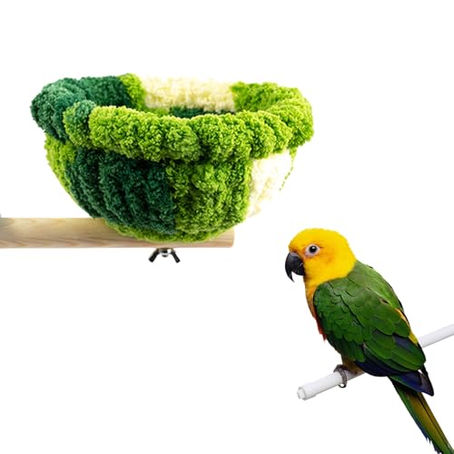 Plüsch-Vogelnest, 1 x warmes Winterbett für Wellensittiche, Käfig mit Sitzstange für Papageien, Brutpapageien, Nymphensittiche, Wellensittiche, Sittiche, kleine Haustiere (grün, Einheitsgröße) von OTKARXUS