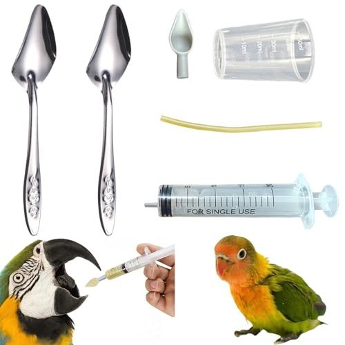 Vogelfutterspritzen-Set, 20 ml, Baby-Vogel-Spritze, Futterspender mit Papageien-Futterröhre und Löffel, Messspritzen für kleine Tiere, Kätzchen, Welpen, wissenschaftliche industrielle Labors von OTKARXUS