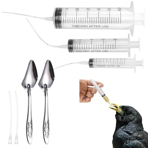Vogelfutterspritzen-Set, 3-teiliges Baby-Vogel-Spritzen-Futterspender mit Papageien-Futterröhre und Löffel, Messspritzen für kleine Tiere, Kätzchen, Welpen, wissenschaftliche industrielle Labors von OTKARXUS