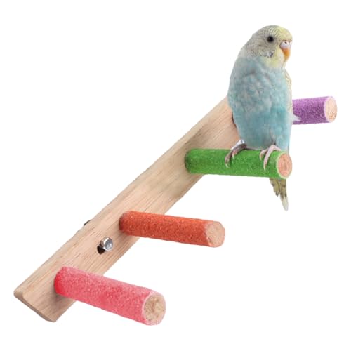 Vogelsitzstange, 1 x Holz-Sitzstange für Papageien, Vogelleiter, Brücke, Klettern, Kauspielzeug für kleine, mittelgroße Tiere (4 Leitern) von OTKARXUS