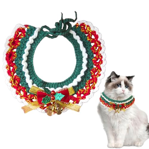 Weihnachtliches Katzen-Lätzchen, 1 x Fliege und Glocke, gestrickt, Haustier-Schal, waschbares Katzenhalsband, Bandana, Haustierkostüm für Katzen, Hunde, Urlaub, Festival, Themenparty, verstellbar Weihnachtliches Katzen-Lätzchen, 1 x Fliege und Glocke, gestrickt, Haustier-Schal, waschbares Katzenhalsband, Bandana, Haustierkostüm für Katzen, Hunde, Urlaub, Festival, Themenparty, verstellbar von OTKARXUS