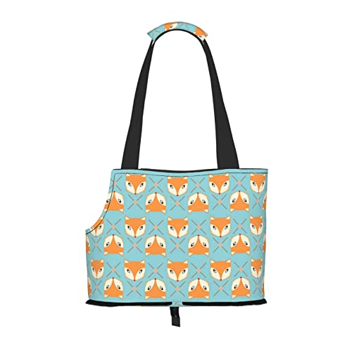 OTRAHCSD Faltbare Haustier-Handtasche, Fuchs-Muster, Haustier-Tragetasche, Outdoor-Reise-Haustier-Schultertaschen zum Einkaufen, Wandern von OTRAHCSD