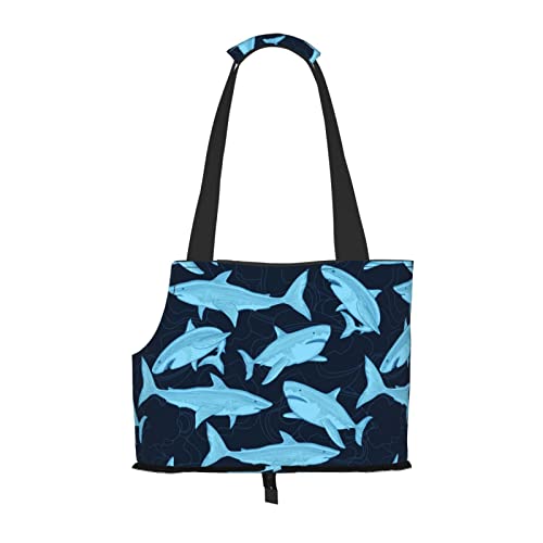 OTRAHCSD Faltbare Haustier-Handtasche, Hai-Muster, Haustier-Tragetasche, Outdoor-Reise-Haustier-Schultertaschen zum Einkaufen, Wandern von OTRAHCSD