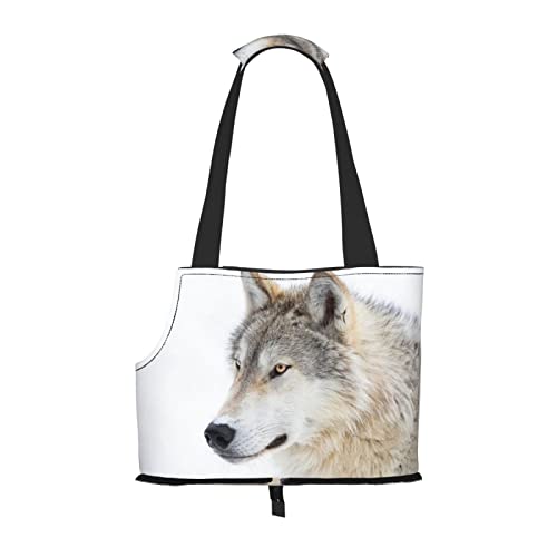 OTRAHCSD Faltbare Haustier-Handtasche, brauner Wolf-Haustier-Tragetasche, Outdoor-Reise-Haustier-Schultertaschen zum Einkaufen, Wandern von OTRAHCSD