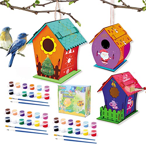3 Stück DIY Holz Vogelhaus Kits, Kunst und Handwerk Malerei Kits für Kinder, Kit enthält unlackiertes Holz Vogelhaus, Farben, Pinsel, kreative Geschenke für Kinder im Alter von 4-8 Jahren, Kinder 3 Stück DIY Holz Vogelhaus Kits, Kunst und Handwerk Malerei Kits für Kinder, Kit enthält unlackiertes Holz Vogelhaus, Farben, Pinsel, kreative Geschenke für Kinder im Alter von 4-8 Jahren, Kinder von OTWVBU